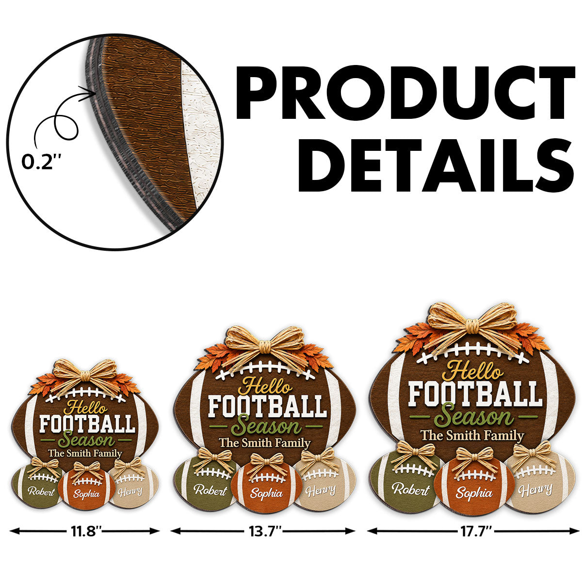 Family Hello Football Season - Personalized Wood Sign - Football Season Decor For Family