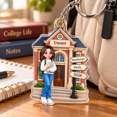 1st Year Of College 2D Flat - Personalized Acrylic Keychain - Christmas Gift for Freshman