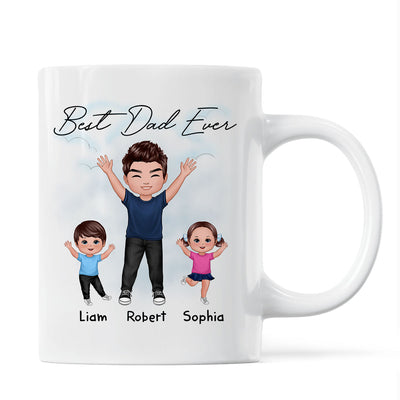 Happy Dad And Kids Dogs Cats Best Dad Ever Father‘s Day Gift For Dad Personalized Mug