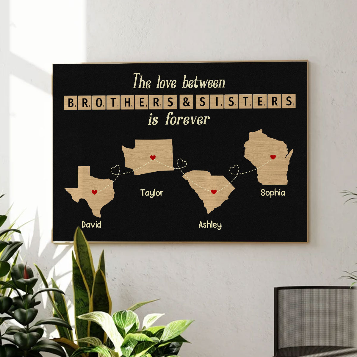 Family Bond Forever Gift For Family Siblings Brothers Sisters State Maps Personalized Poster