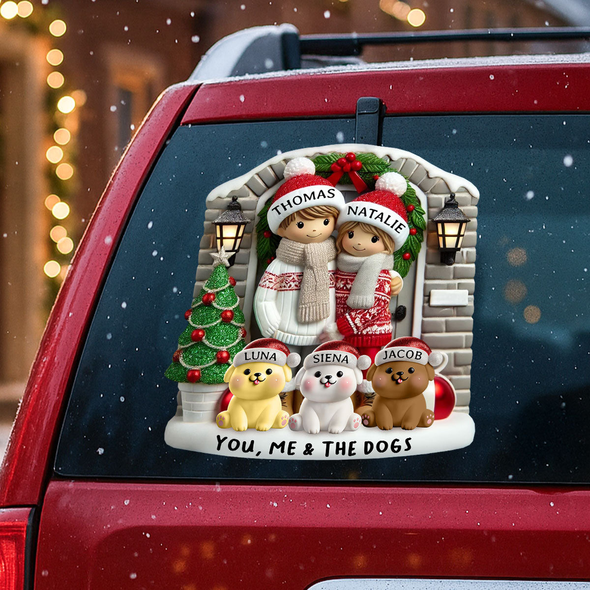 Personalized Farmhouse Couple Christmas Decal with Optional Pet Dog Cat, Christmas Gift for Him, Gift for Her