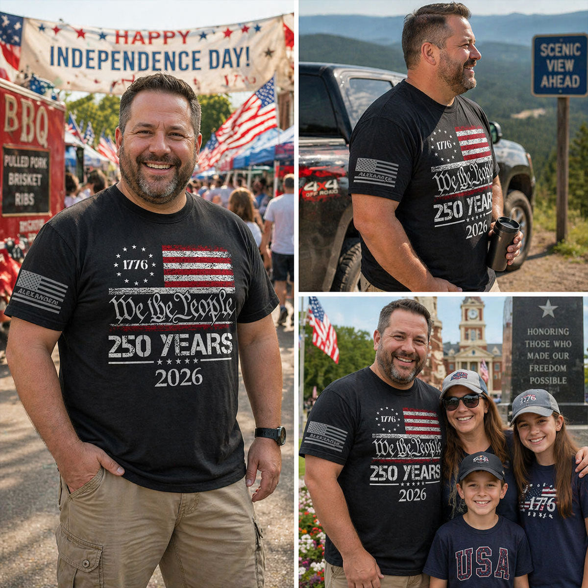 We The People Custom Name - Personalized Sleeve Printed Shirt - United States 250th Anniversary USA Patriotic