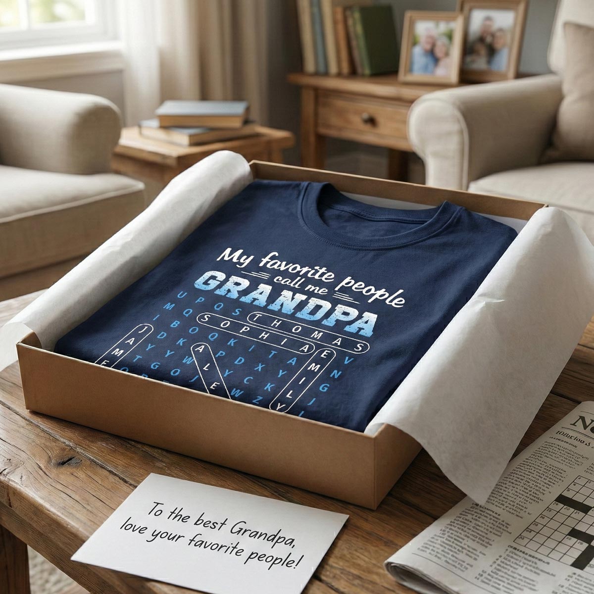 My Favorite People Call Me Grandpa Dad Word Search Puzzle - Personalized Shirt - Gift For Grandpa, Dad