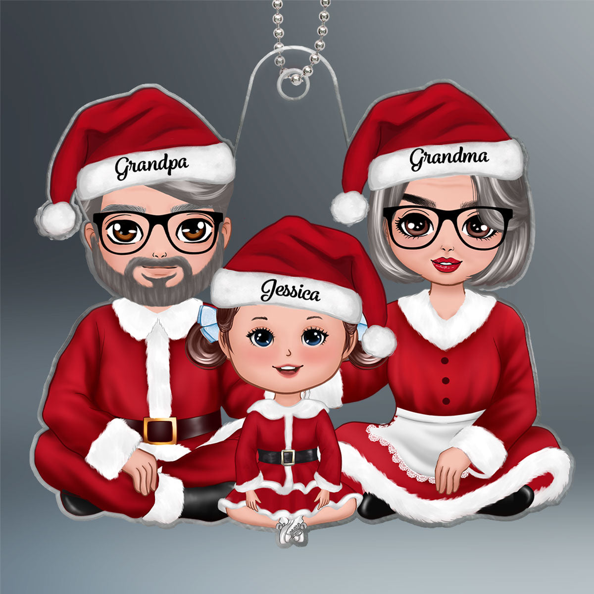 Christmas Doll Grandma Grandpa Claus Gift For Granddaughter Grandson Personalized Acrylic Ornament