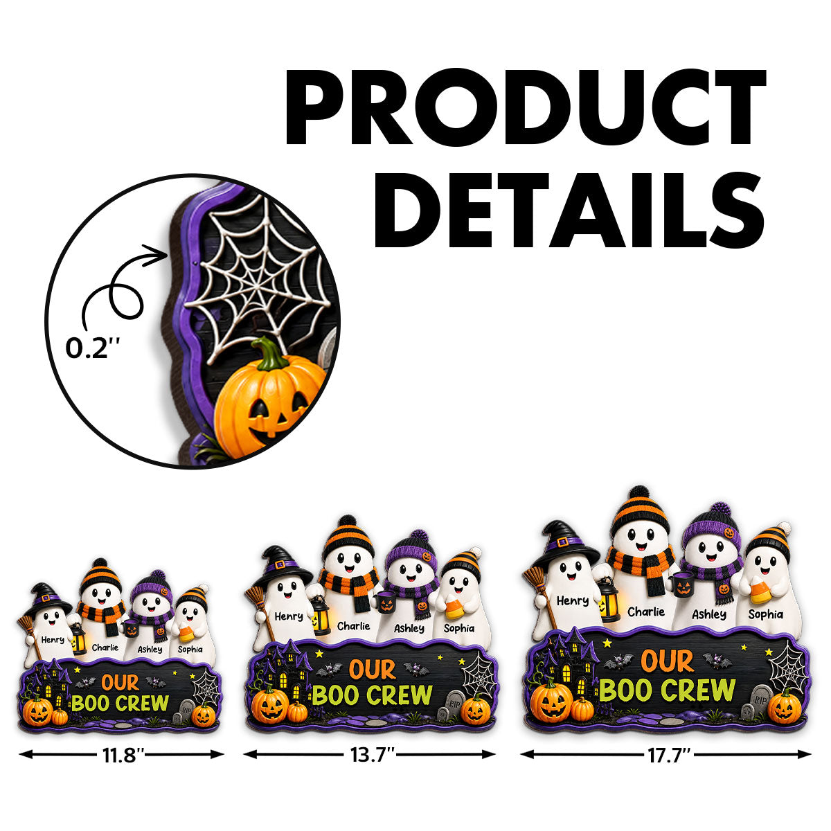 Cute Halloween Family Boo Crew - Personalized Wood Sign - Halloween Decoration For Family