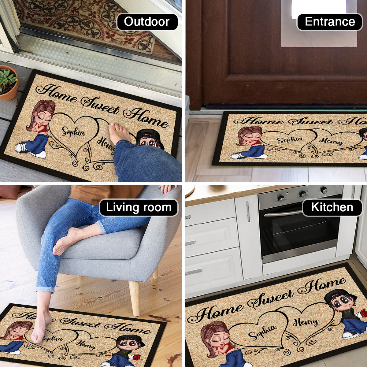 Home Sweet Home Y2K Couple Housewarming Gift Personalized Doormat
