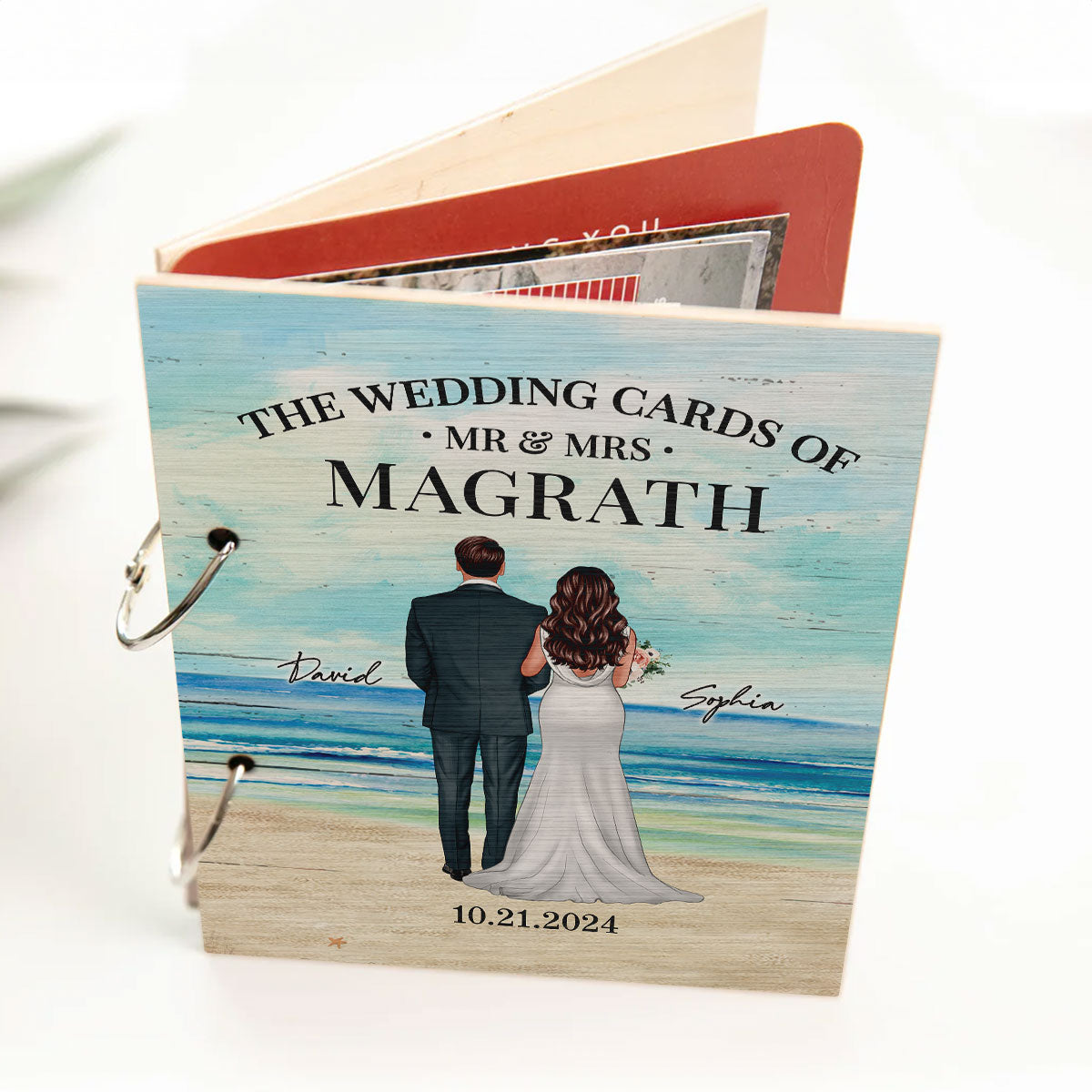 Wildflower Wedding Couple Personalized Card Keeper, Wedding Shower Card Holder