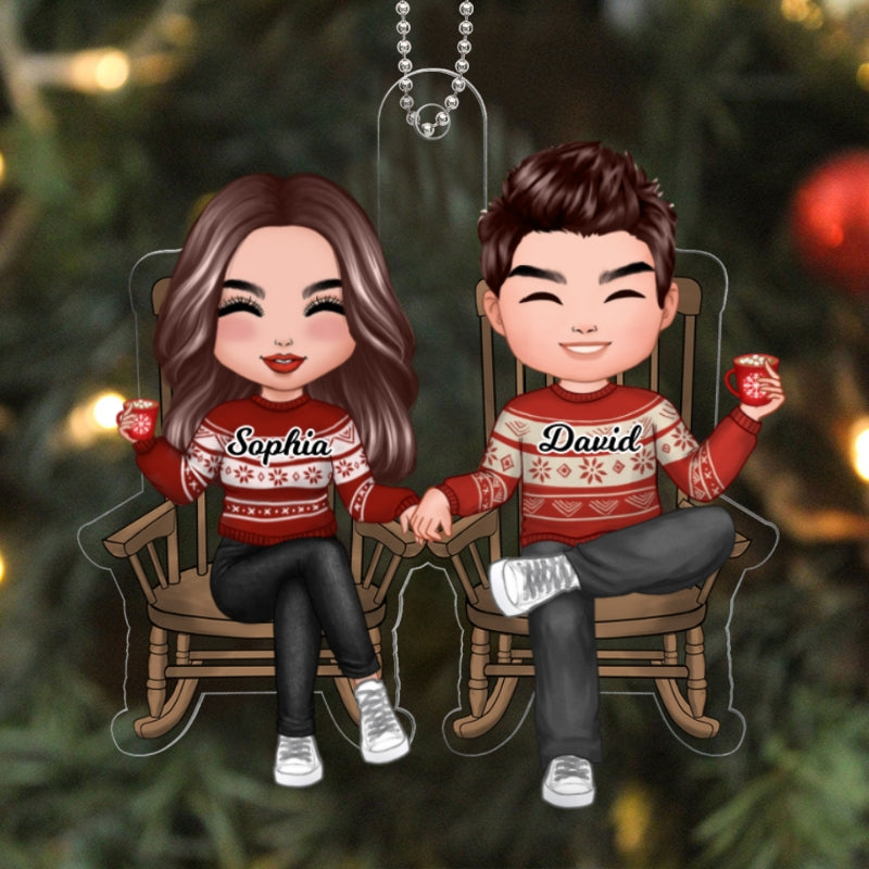 Doll Couple Sitting On Chair Christmas Gift For Him For Her Personalized Acrylic Ornament