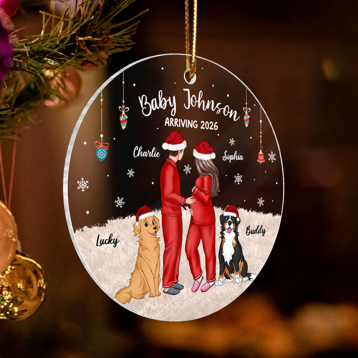 Personalized Pregnancy Ornament, Expecting Family Christmas Personalized Acrylic Ornament, New Mom Christmas Gift
