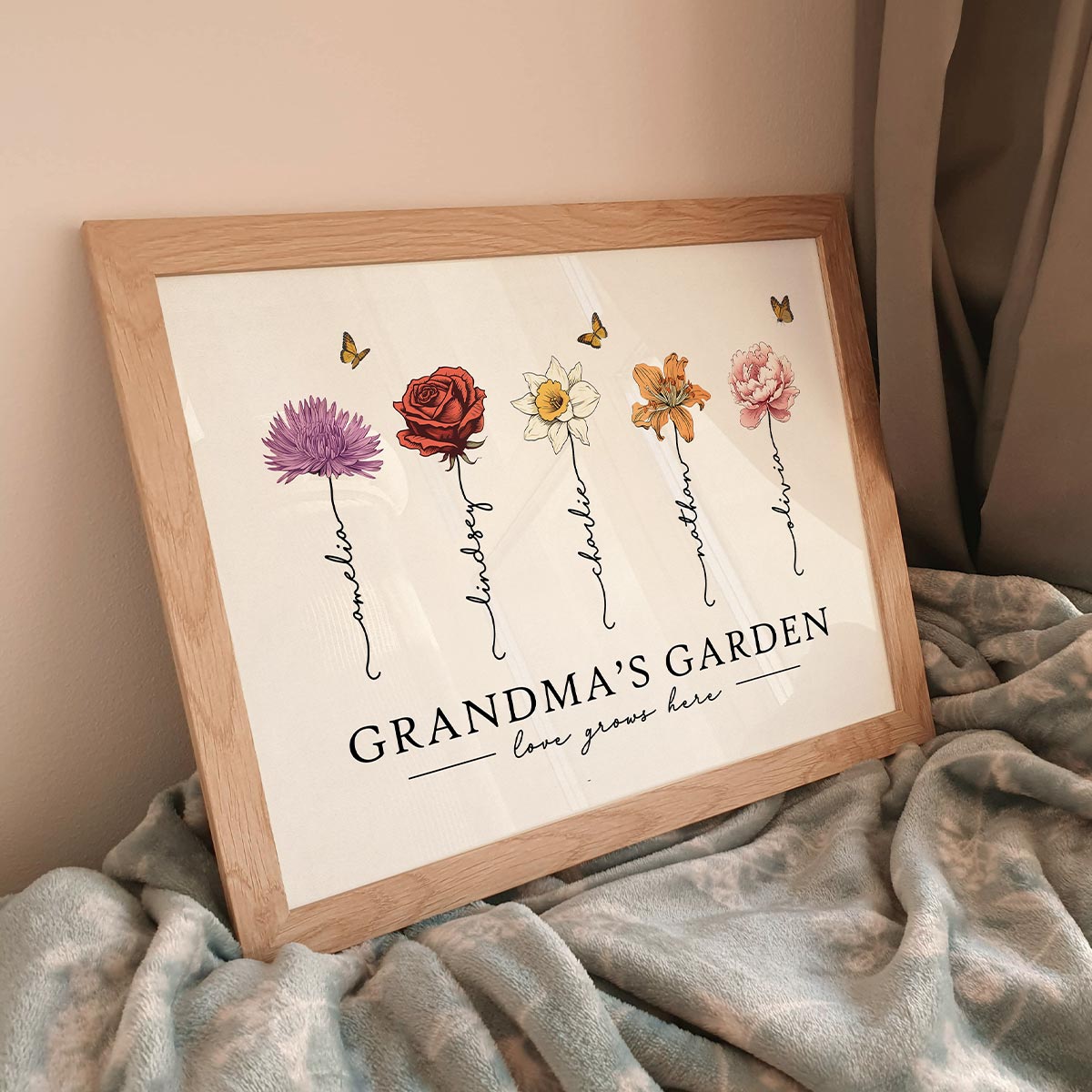 Grandma‘s Garden Love Grows Here Beautiful Birth Month Flowers - Personalized Poster