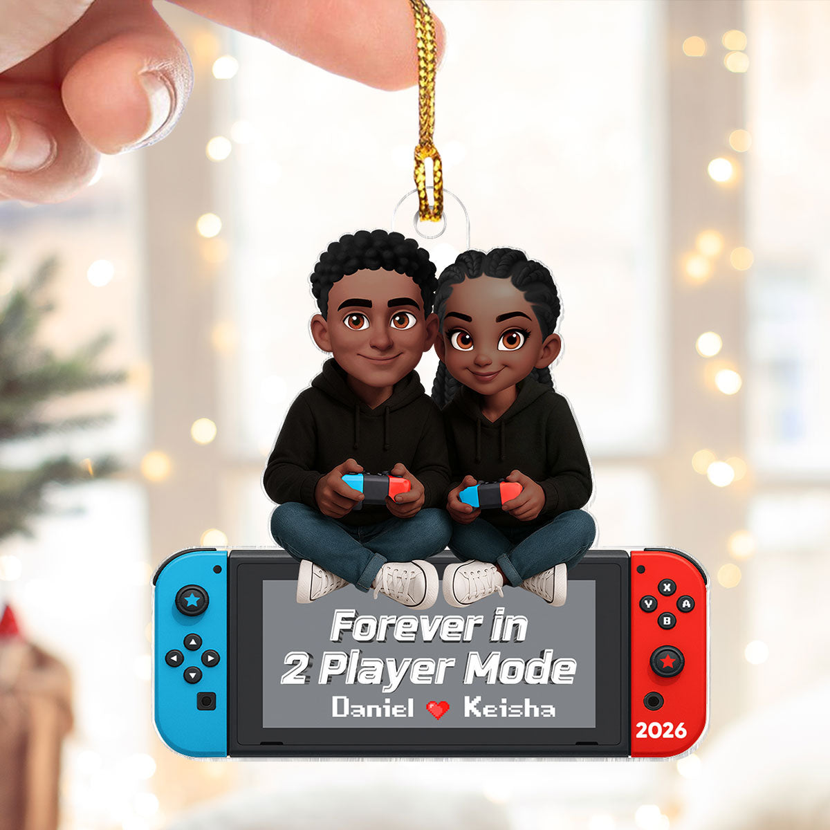 Forever In 2 Player Mode Gaming Couple - Personalized Acrylic Ornament - Christmas Gift For Gamers, For Him, For Her