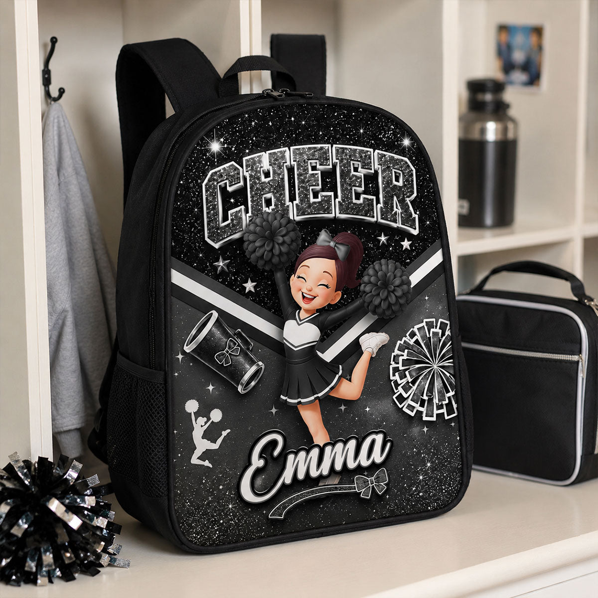 Custom Cheerleader with Name - Personalized Backpack - Back to School Gift for Daughter, Granddaughter