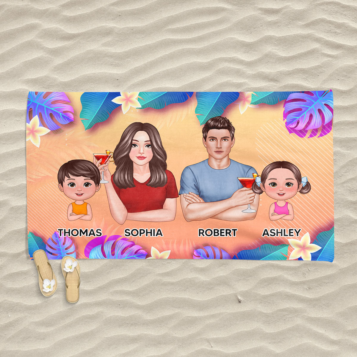 Summer Family Crossed Arms Personalized Beach Towel