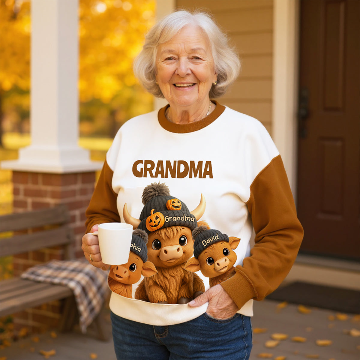 Mama Grandma Cow Personalized Sweatshirt, Cozy Fall Sweatshirt