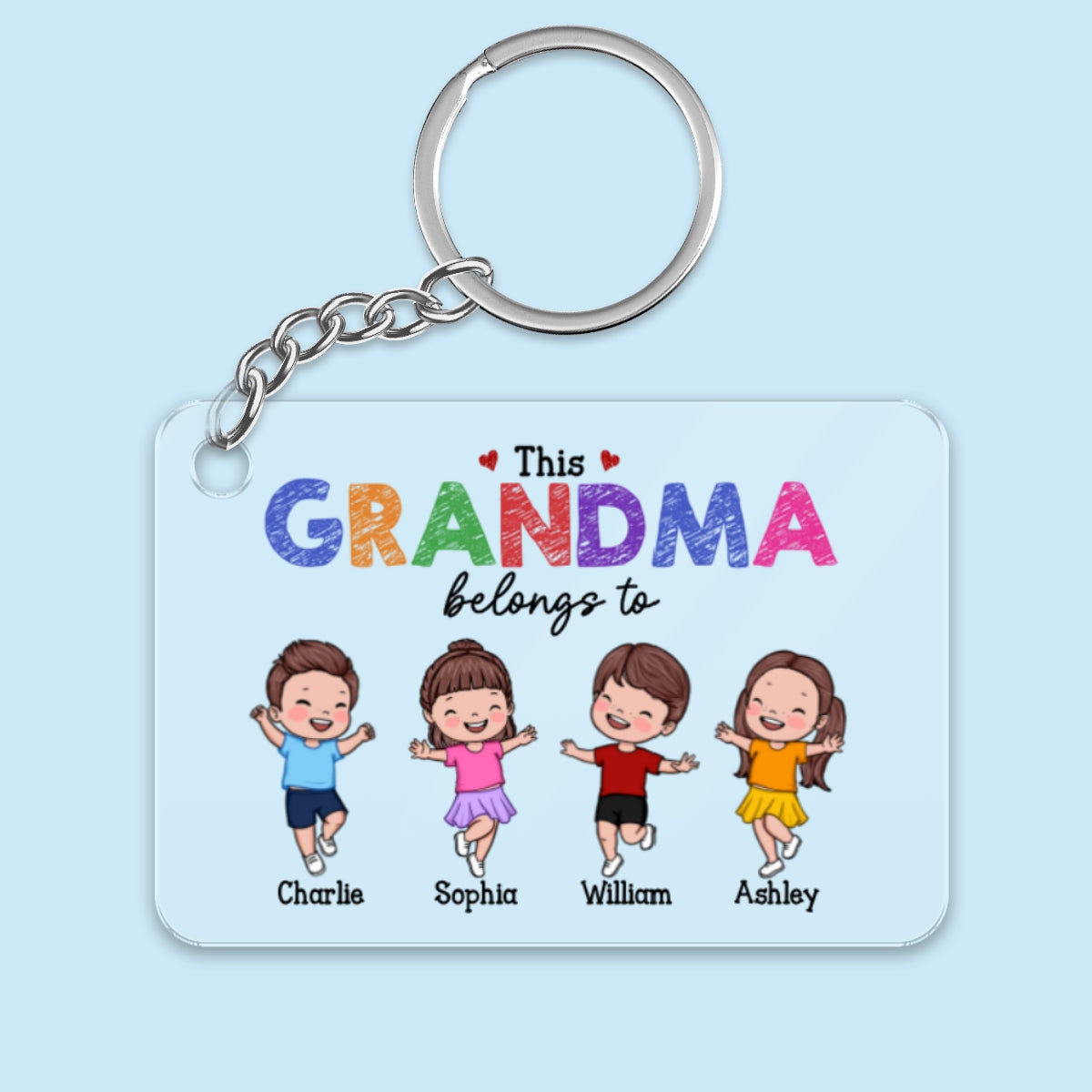This Grandma Belongs To Happy Vector Kids Personalized Acrylic Keychain