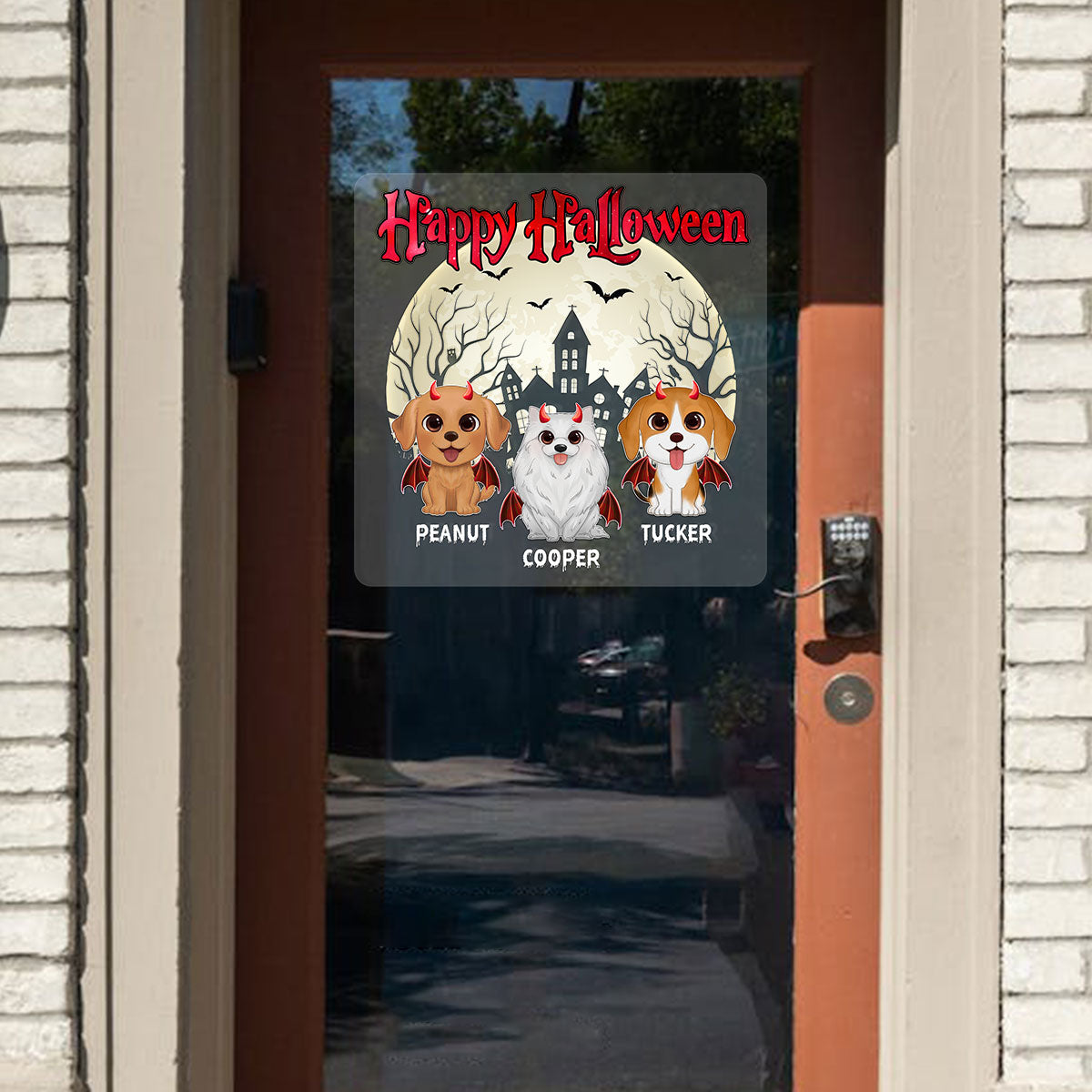 Happy Halloween Cute Dogs Personalized Decal, Halloween Decoration
