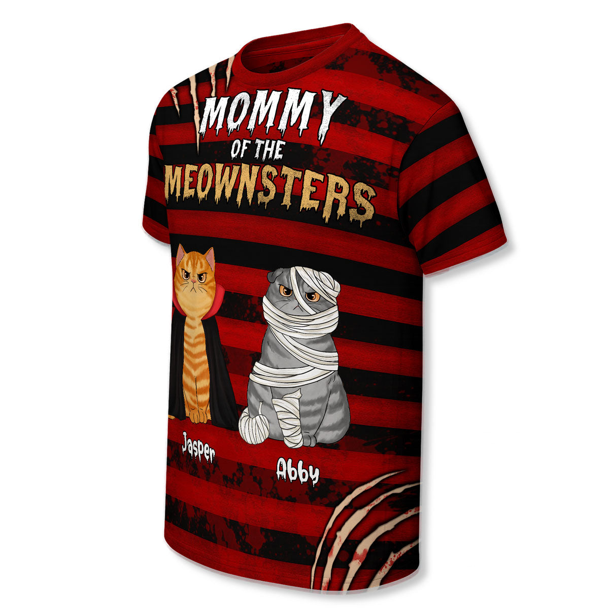 Halloween Horror Theme Cat Mom Cat Dad Personalized 3D Shirt, Halloween Costume For Cat Lovers