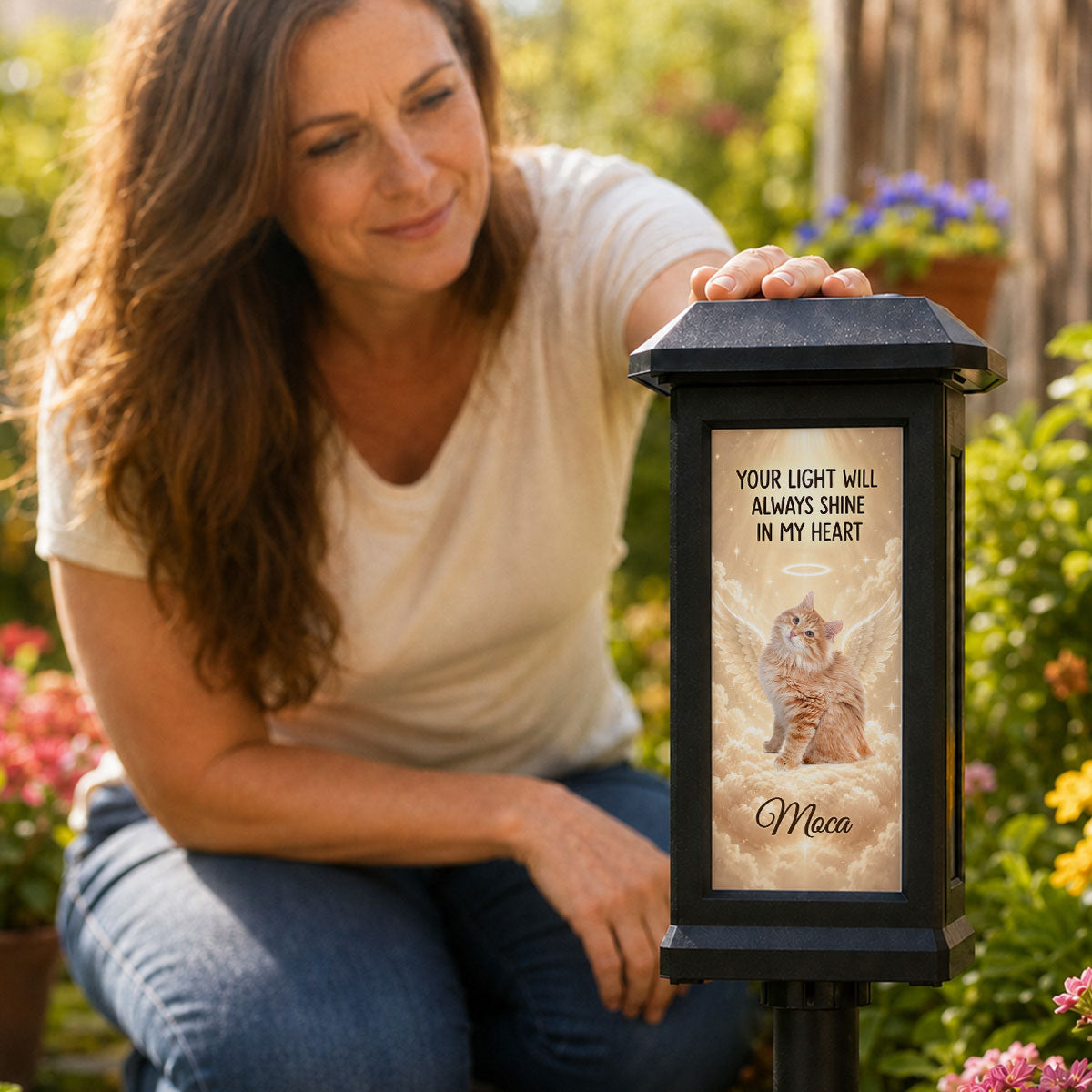 Your Light Will Always Shine in My Heart Pet Memorial - Personalized Solar Garden Light - Heartfelt Remembrance Keepsake