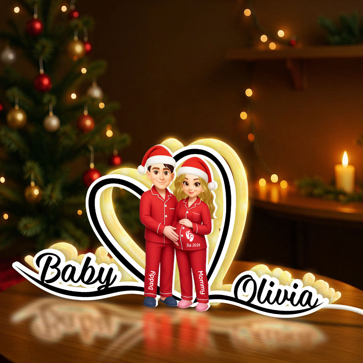 Expecting Parents Christmas Pregnancy - Personalized Light Box