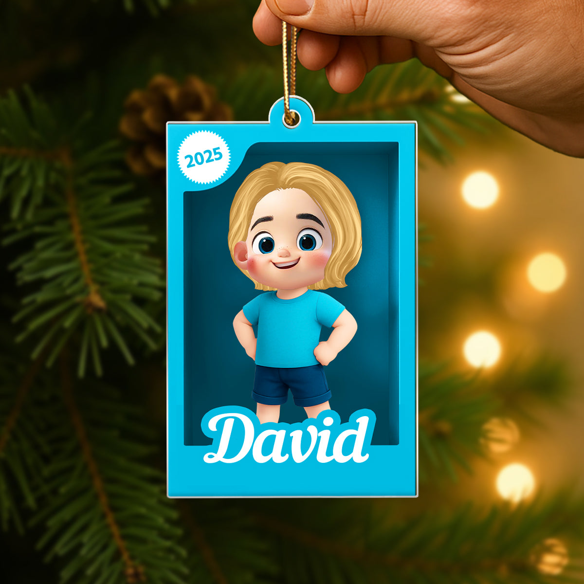 Personalized Kid In Toy Box 3D Acrylic Ornament, Christmas Gift For Kids, Grandkids