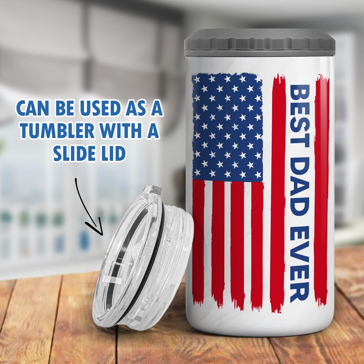 Nation Flag Best Dad Grandpa Ever Fist Bump Gift For All American Dad Personalized 4 In 1 Can Cooler