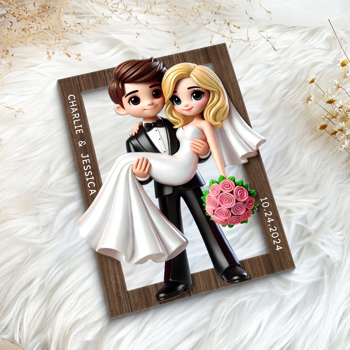 Personalized Mr Mrs First Year Married Couple Personalized 2-Layered Wooden Plaque, Gift for him, Gift for her