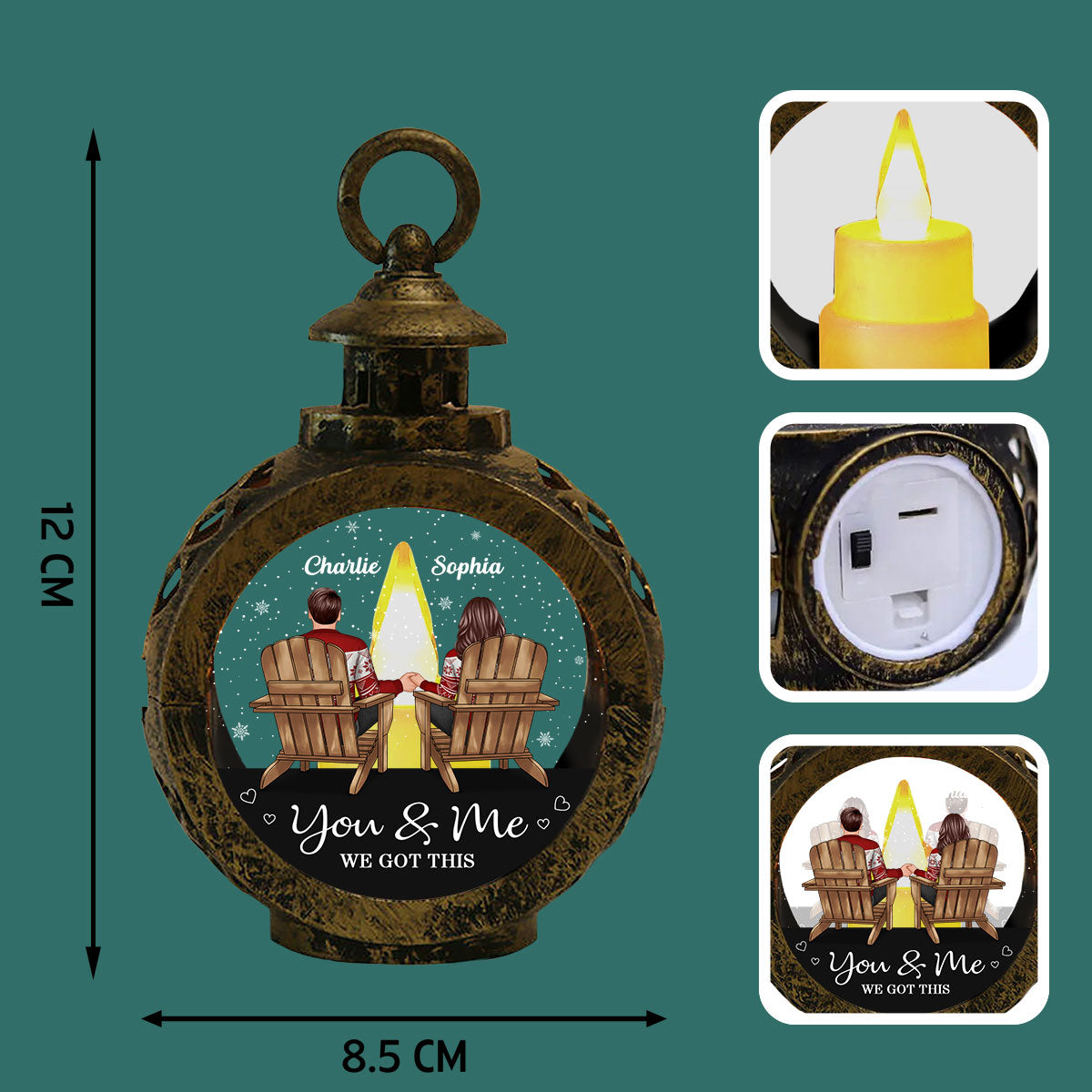 You & Me We Got This Couple Back View Personalized Lantern Ornament