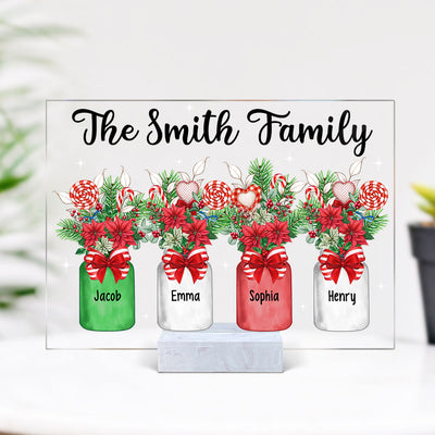 Family Christmas Mason Jar Personalized Acrylic Plaque