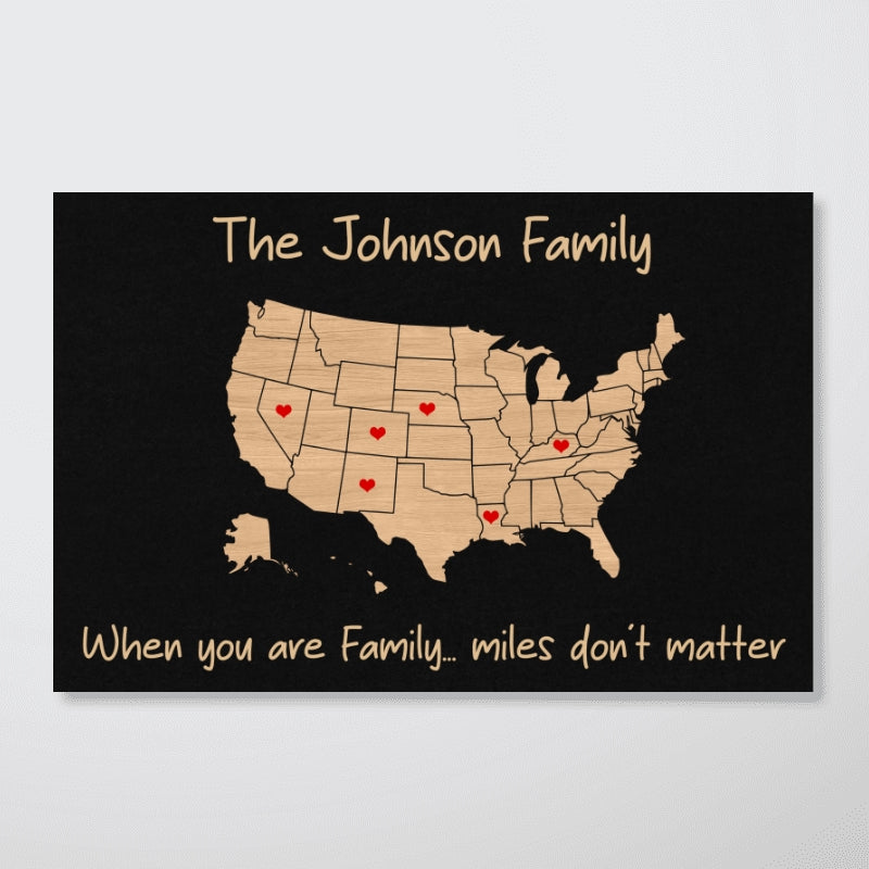 Family Close At Heart State Map Personalized Poster
