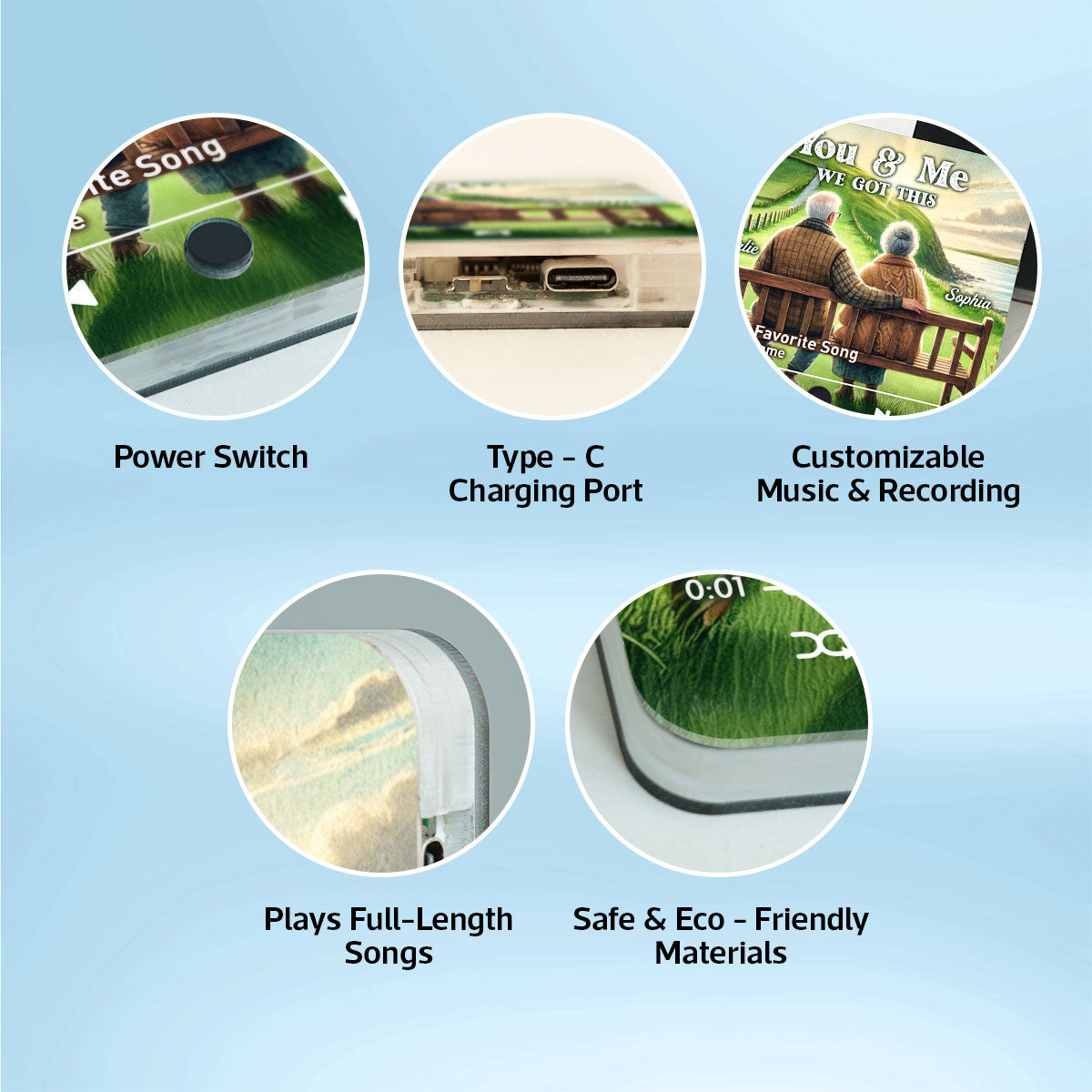 Old Couple Sitting On Grass Hill Favorite Song Personalized Music Fridge Magnet, Valentine's Gift For Her, Gift For Him