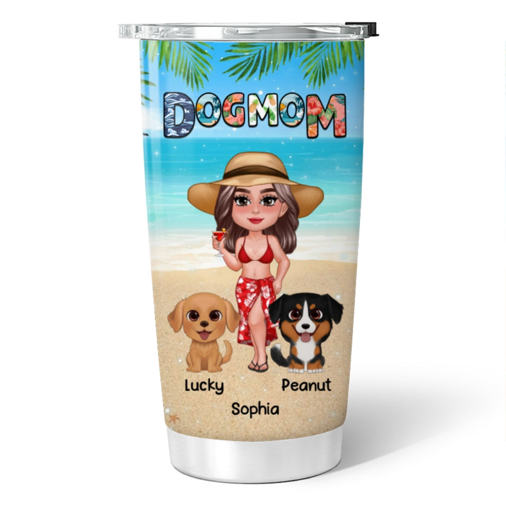Dog Mom Summer Pattern Doll Girl New Face Watercolor Cute Dogs Personalized Tumbler