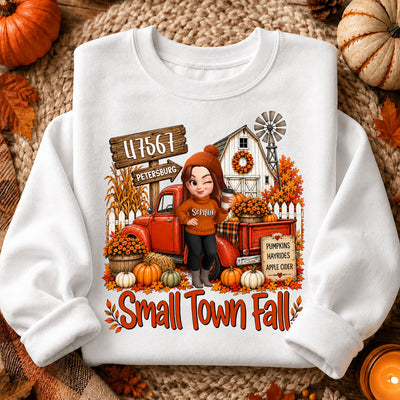 Small Town Fall Pumpkin Hayrides - Personalized Shirt - Custom Pumpkin Farm Trendy Fall Tee