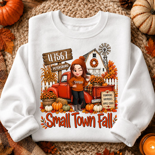 Small Town Fall Pumpkin Hayrides - Personalized Shirt - Custom Pumpkin Farm Trendy Fall Tee