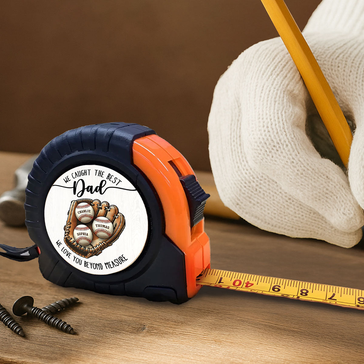 We Caught The Best Dad Love You Beyond Measure Baseball Personalized Tape Measure| Coolest Father's Day Gift For Dad, Husband