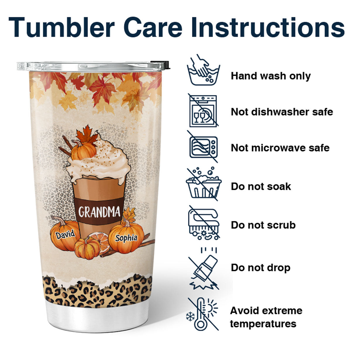 Grandma Pumpkin Spice Latte And Pumpkids Fall Season Personalized Tumbler