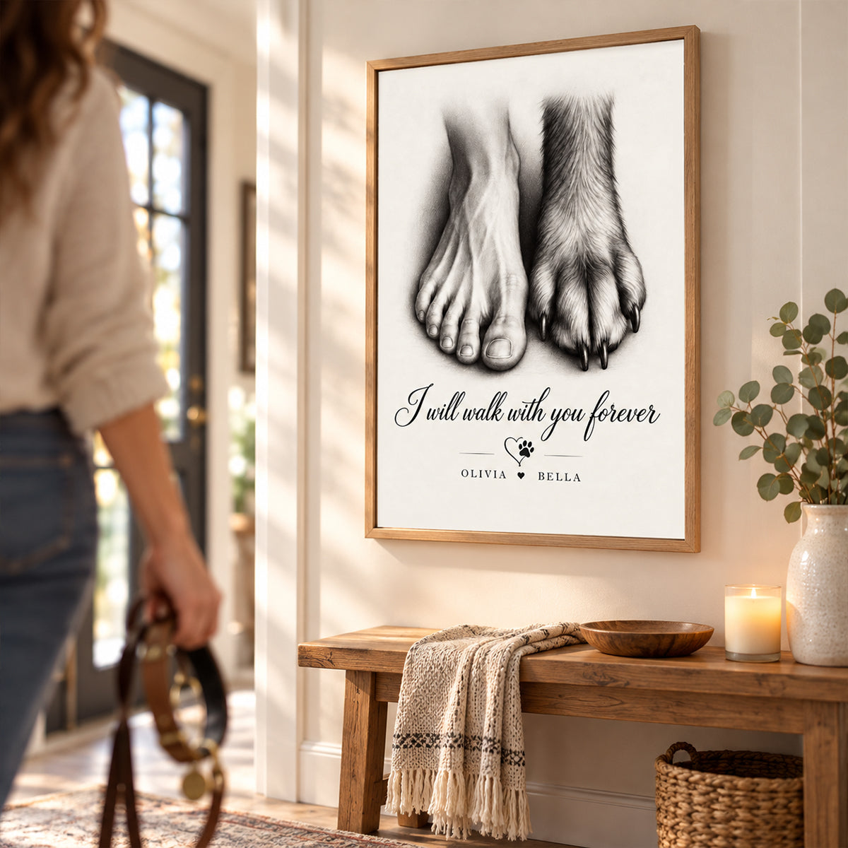 I Will Walk with You Forever - Personalized Poster - Heartfelt Memorial Sympathy Gift for Dog Cat Lovers, Christmas Gift for Her, for Him
