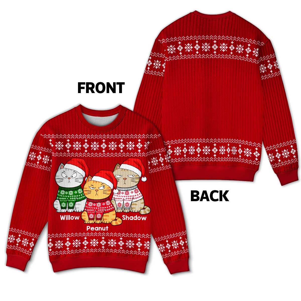 Christmas Funny Cats - Personalized Ugly Sweater - Gift For Cat Lovers, Cat Mom
