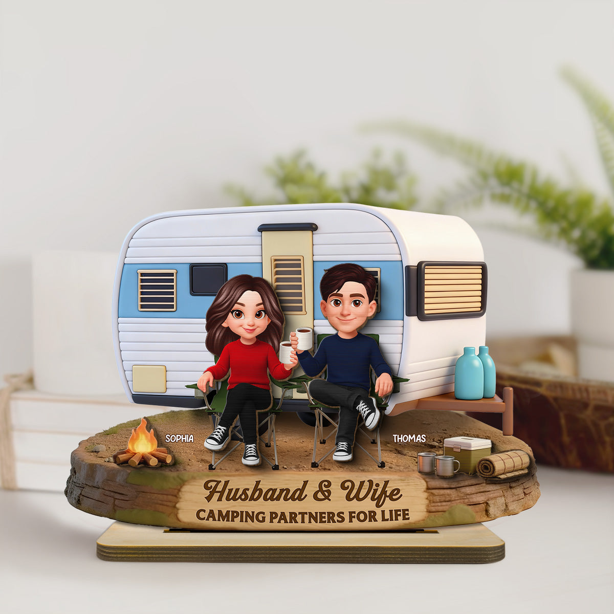 Eternal Love Couple Camping Partners For Life - Personalized 2-Layered Wooden Plaque - Valentine's Day Gift For Couple, For Campers