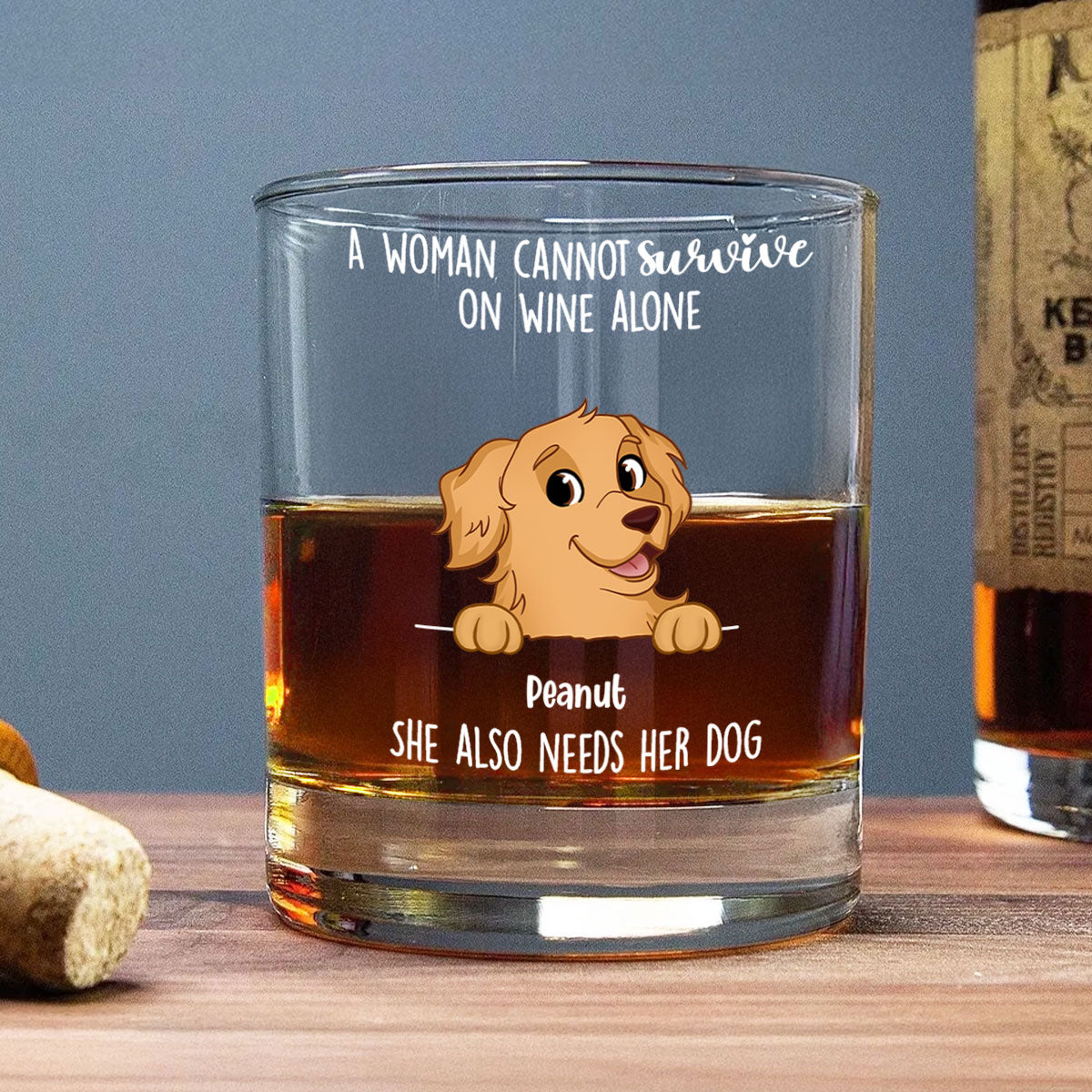 A Woman Cannot Survive On Wine Alone, She Also Needs Dogs Personalized Wine Glass, Gift for Dog Mom
