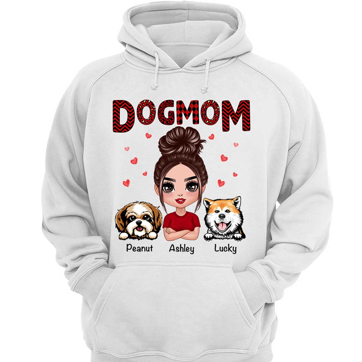Doll Dog Mom Red Pattern Personalized Shirt