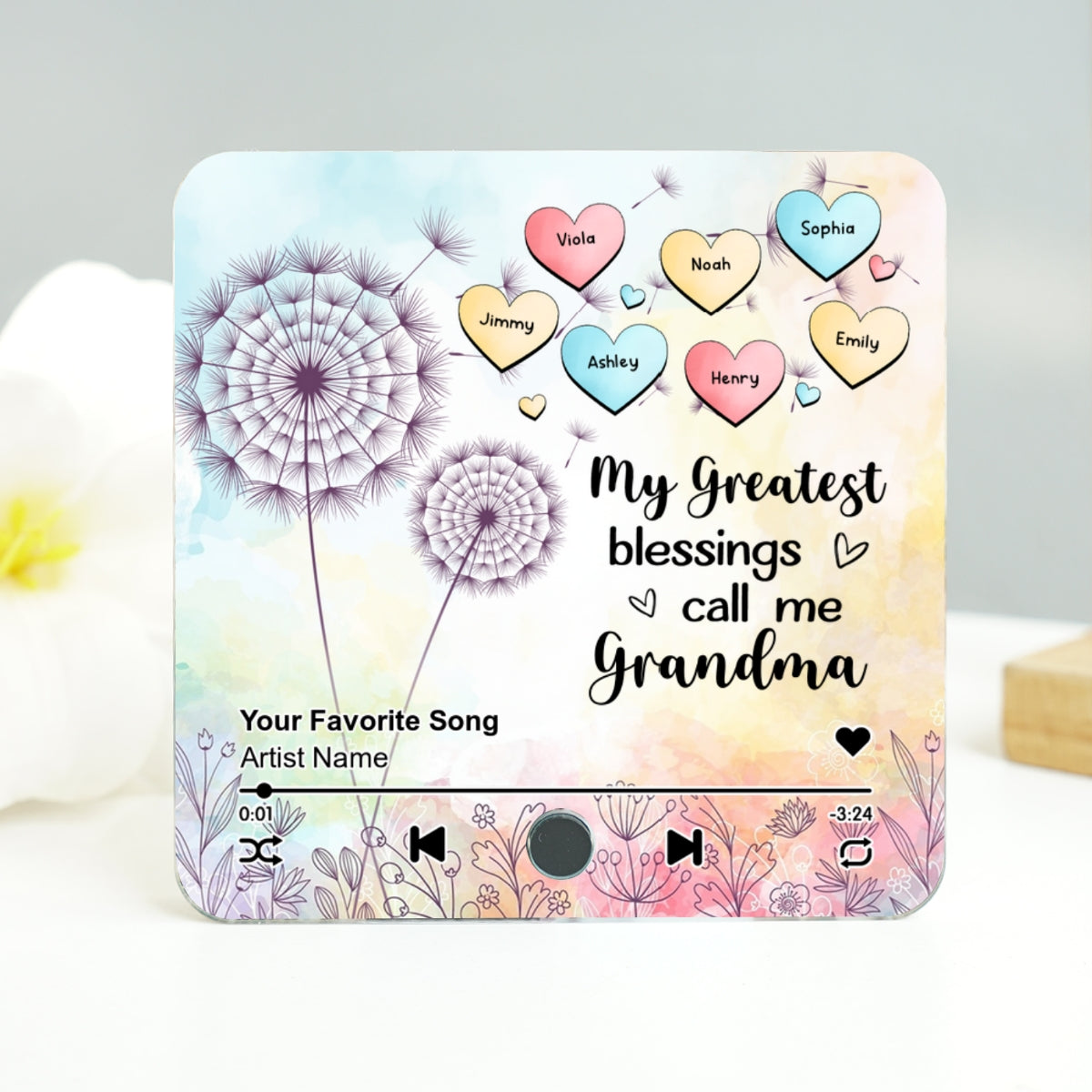 My Greatest Blessing Call Me Grandma Personalized Music Fridge Magnet, Custom Any Song You Want, Birthday, Gift for Grandma