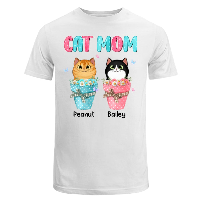 Cat Mom Peeking Cats On Flower Pot Personalized Shirt