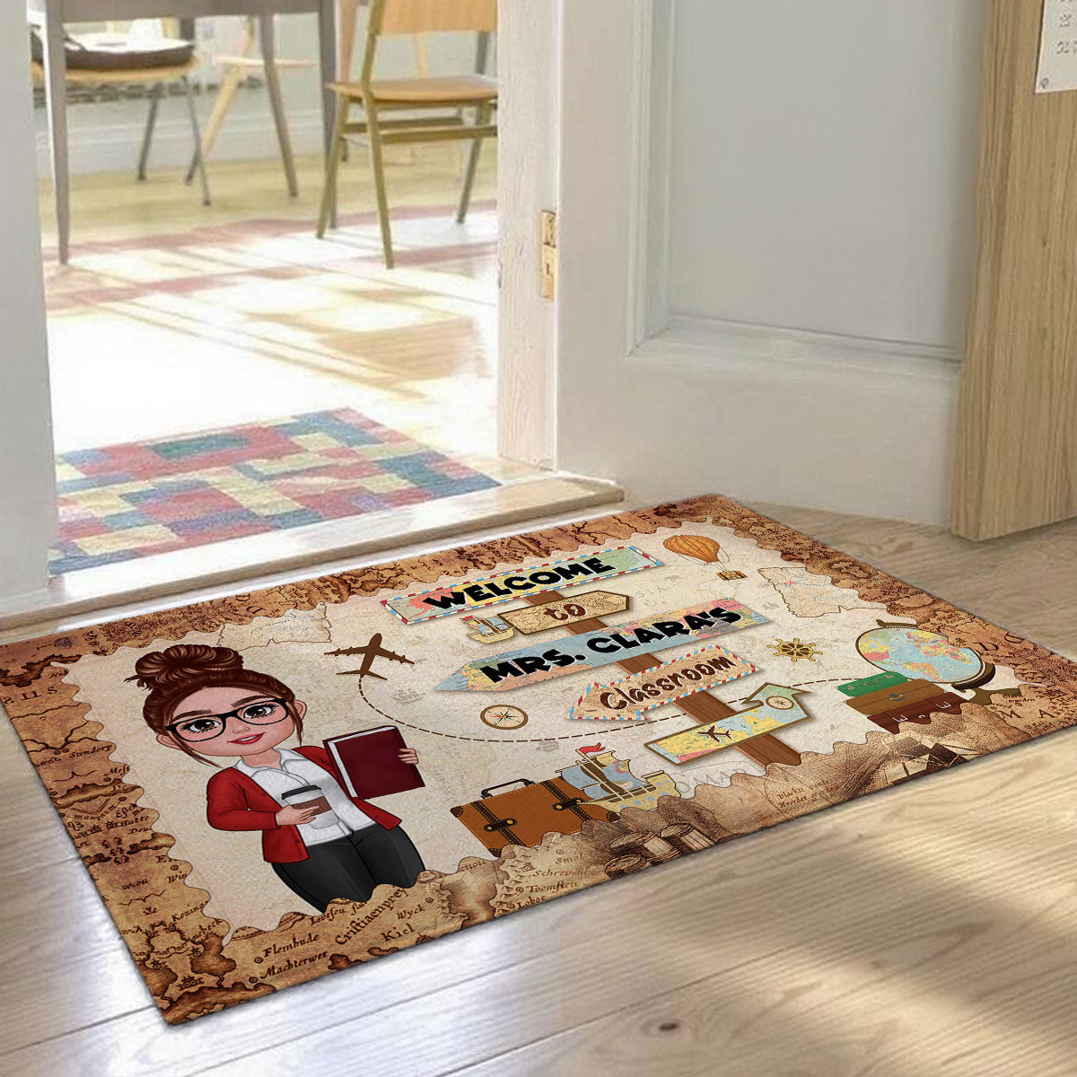 Welcome To Teacher Classroom Adventure Explore The World Personalized Doormat