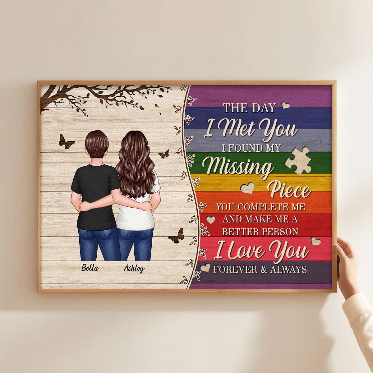 The Day I Met You LGBTQ Couple Hugging Standing Personalized Poster, Pride Month Gift