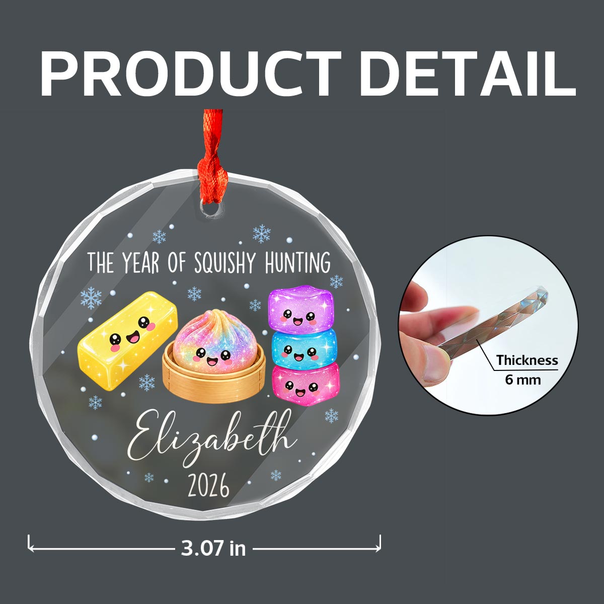 Cute The Year Of Squishy Hunting - Personalized Glass Ornament - Christmas Gift, Keepsake For Kids, Teenagers, Daughter, Granddaughter, Son, Grandson