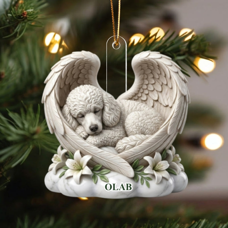 Custom Dog Cat Angel Wings Statue - Personalized Acrylic Ornament - Heartfelt Pet Memorial Gift
