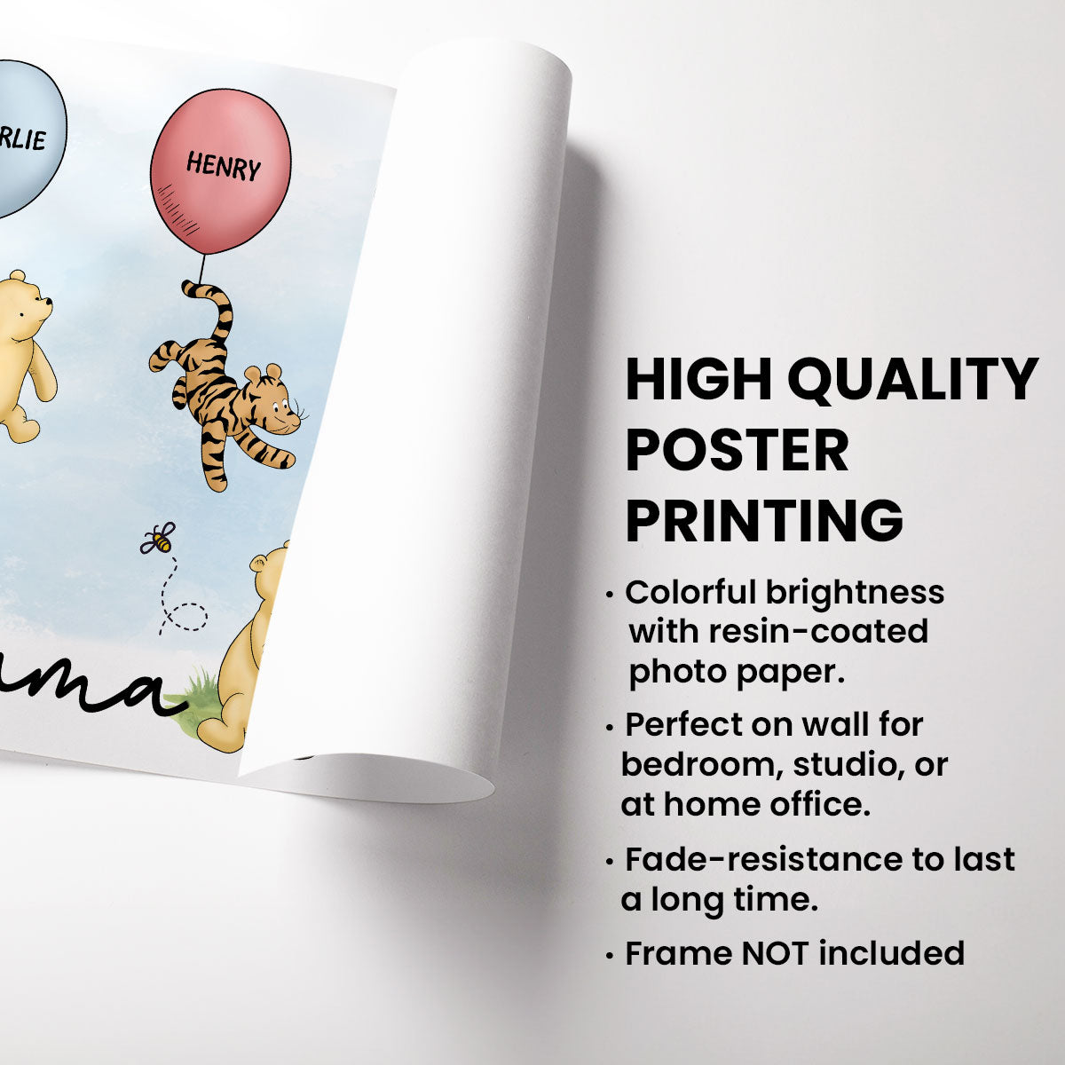 Mama Grandma Bear Cute Characters With Balloon Personalized Poster Mother‘s Day Gift For Grandma Mom