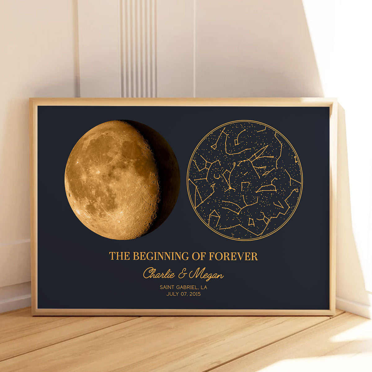 Custom Star Map And Moon Phase By Date & Location, The Night Sky Personalized Poster, Unique Heartfelt Gift for him & for her, The Night We Met Anniversary Gift