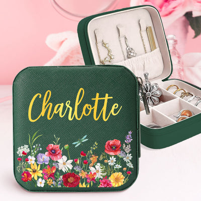 Woman Wild Flower Personalized Jewelry Box, Birthday Gift, Gift For Grandma, Besties, Sisters, Daughters