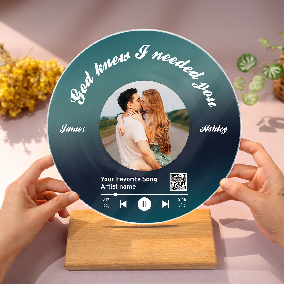 Couple Wedding Song Vinyl Photo Acrylic Song Plaque, Personalized Gift For Her, For Him, Heartfelt Wedding Gift, Anniversary Gift